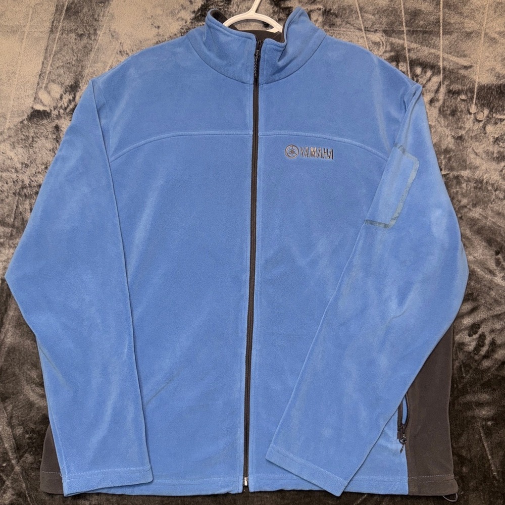Yamaha‎ Motorsports Fleece Jacket Women XL Blue Charcoal Grey Full Zip Mock Neck